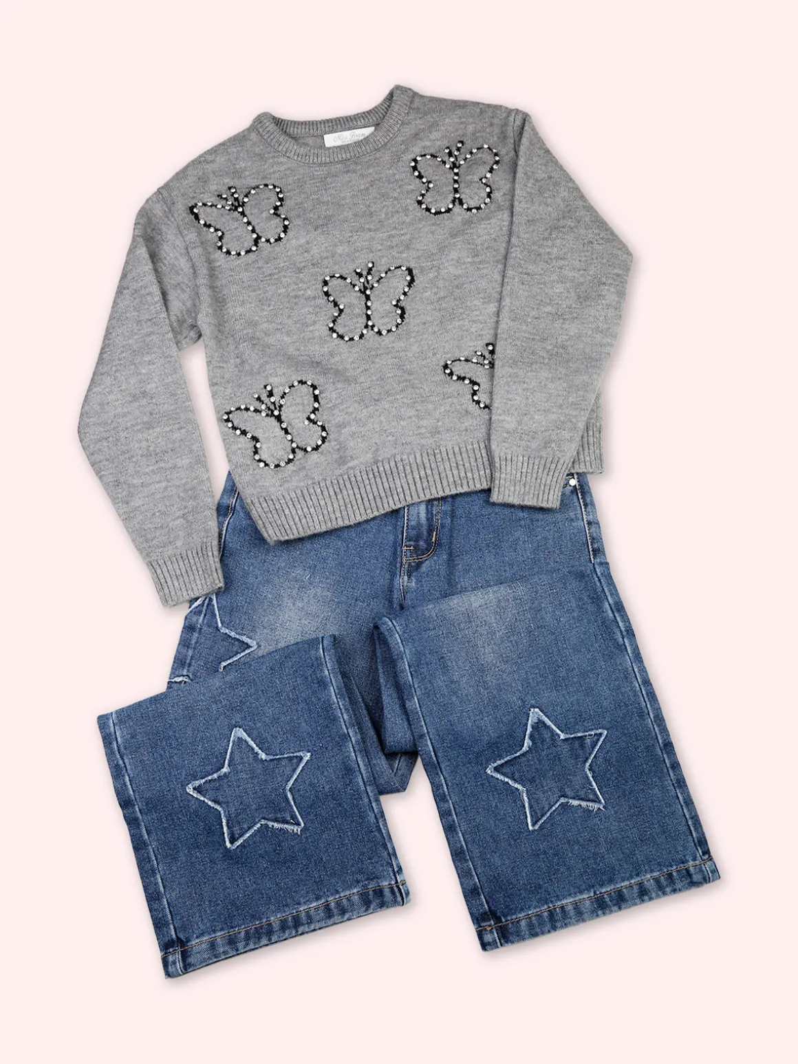 Miss Brum Jeans wide leg da bambina con toppe - jeans