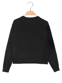 Miss Brum Maglione girocollo da bambina con strass - nero