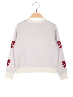 Miss Brum Maglione girocollo da bambina con strass - panna