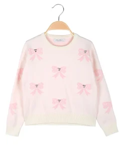 Miss Brum Maglione girocollo da bambina con strass - rosa