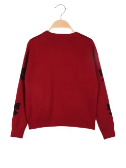 Miss Brum Maglione girocollo da bambina con strass - rosso