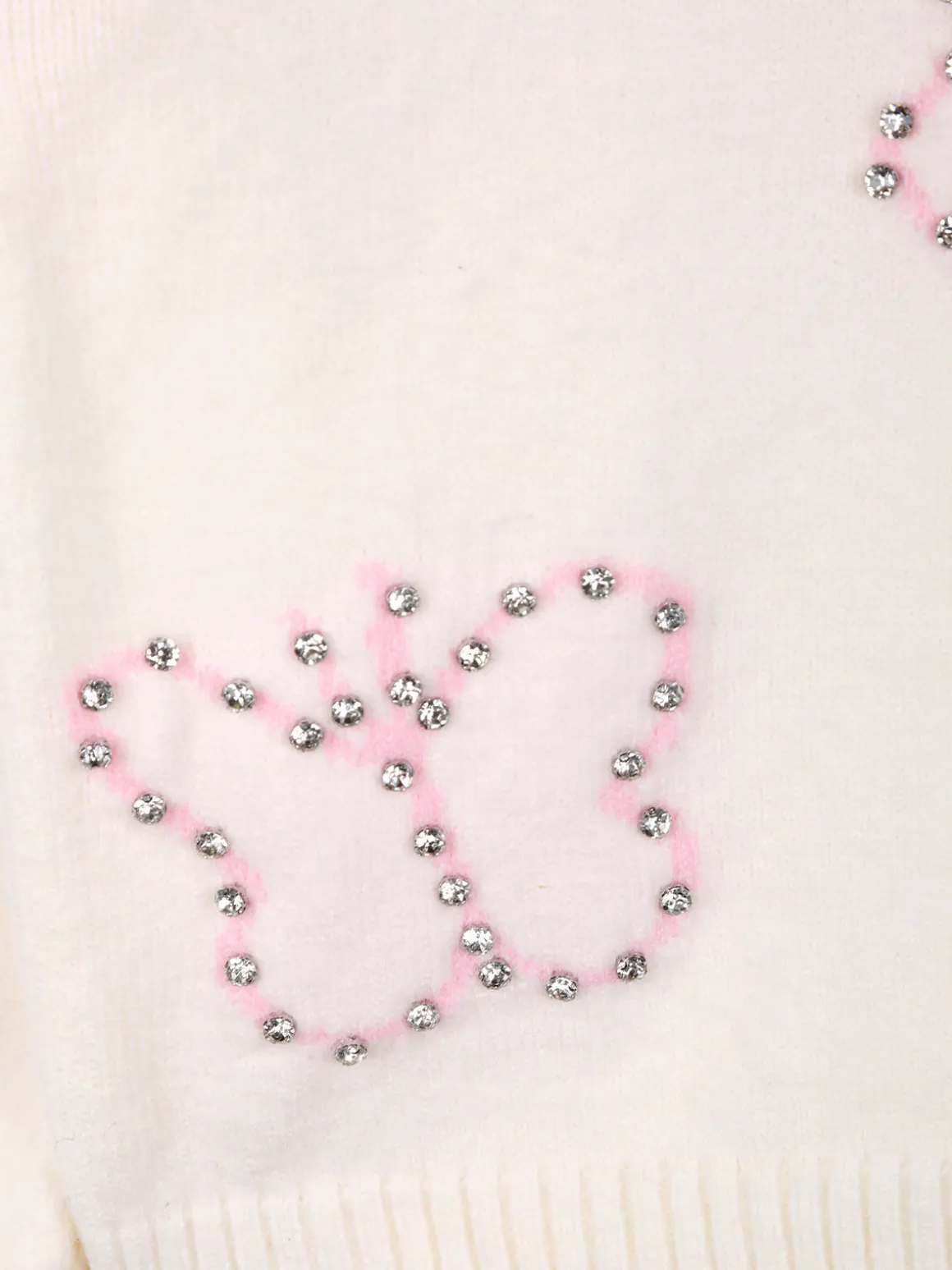 Miss Brum Maglione girocollo da bambina con strass - panna