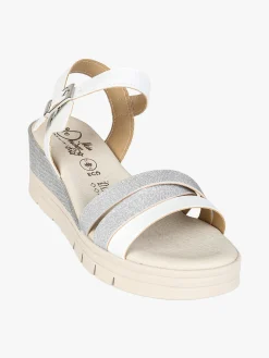 Miss Desiree Sandali donna con zeppa e plateau con fascette brillantinate - argento