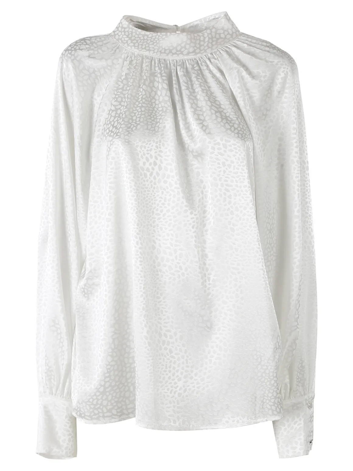 Miss E Co Blusa donna accollata a maniche lunghe linea curvy - bianco