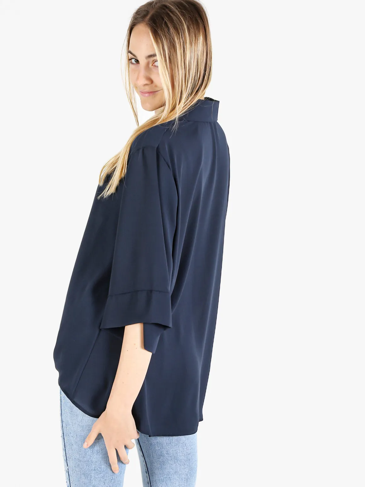 Miss E Co Camicia da donna oversize a maniche corte LINEA CURVY