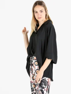 Miss E Co Camicia da donna oversize a maniche corte linea curvy