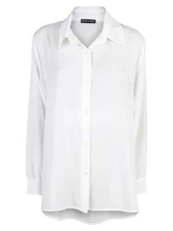 Miss E Co Camicia donna a maniche lunghe linea curvy - bianco