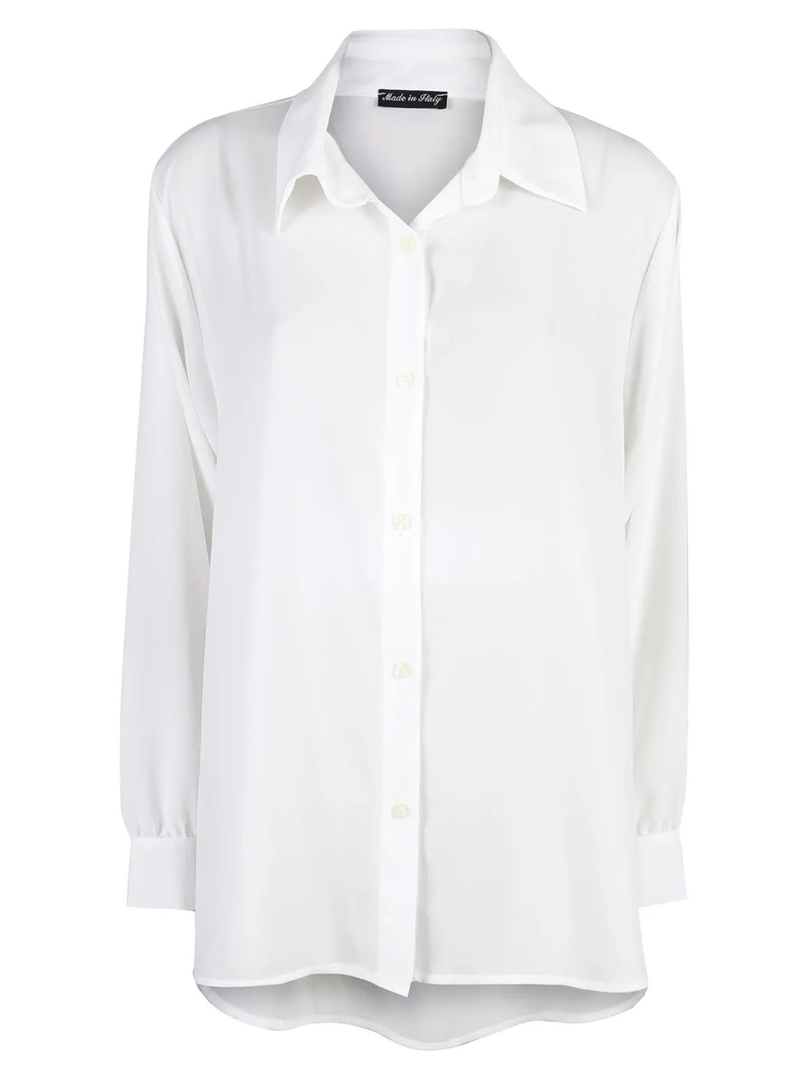 Miss E Co Camicia donna a maniche lunghe linea curvy - bianco
