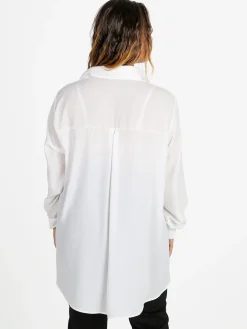 Miss E Co Camicia donna a maniche lunghe linea curvy - bianco