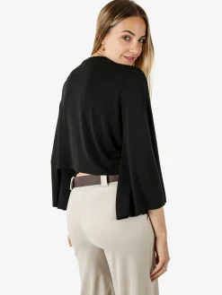 Miss E Co Coprispalle donna annodato con maniche corte a campana linea curvy - nero