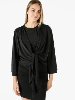 Miss E Co Coprispalle donna annodato con maniche corte a campana linea curvy - nero