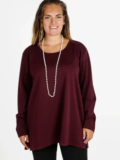Miss E Co Maglia donna con spalline imbottite linea curvy - bordeaux