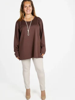 Miss E Co Maglia donna con spalline imbottite linea curvy - marrone