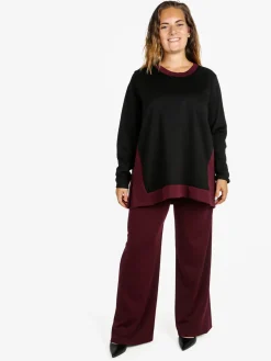 Miss E Co Maglia donna girocollo bicolore linea curvy - nero