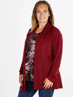 Miss E Co Set donna 2 pezzi con cardigan e t-shirt linea curvy - bordeaux