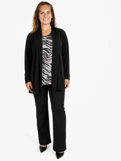 Miss E Co Set donna 2 pezzi con cardigan e t-shirt linea curvy - nero