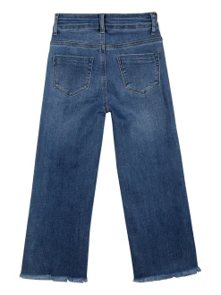 Miss & Girl Jeans da bambina a gamba larga con strass sul finale