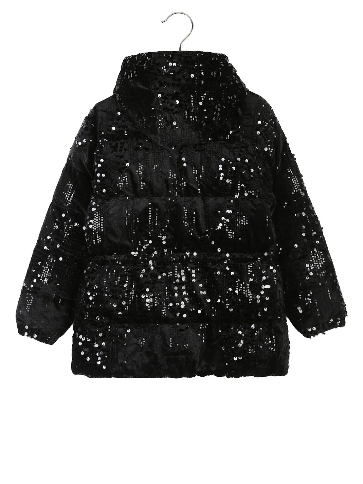 Miss & Girls Giubbotto da bambina con paillettes e cappuccio - nero