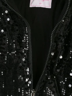 Miss & Girls Giubbotto da bambina con paillettes e cappuccio - nero