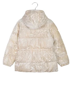 Miss & Girls Giubbotto da bambina con paillettes e cappuccio - beige