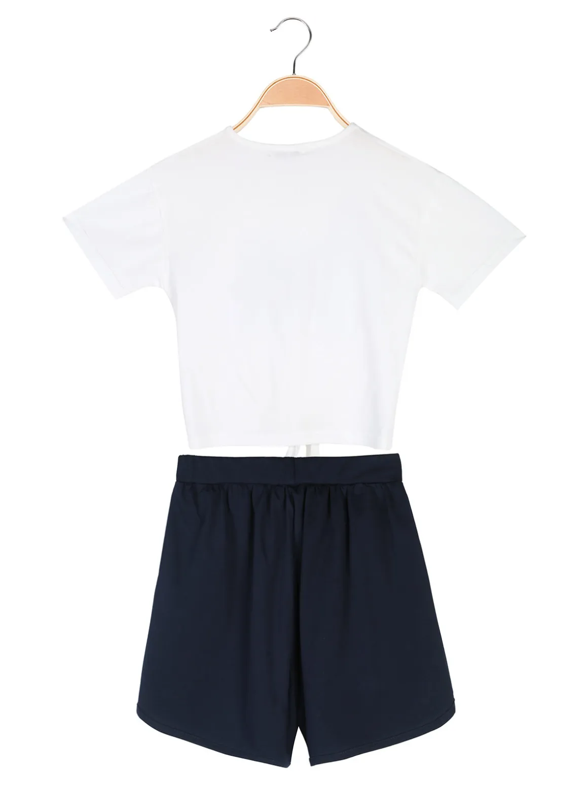 Miss Image Completo corto da bambina in cotone con t-shirt e shorts - blu scuro