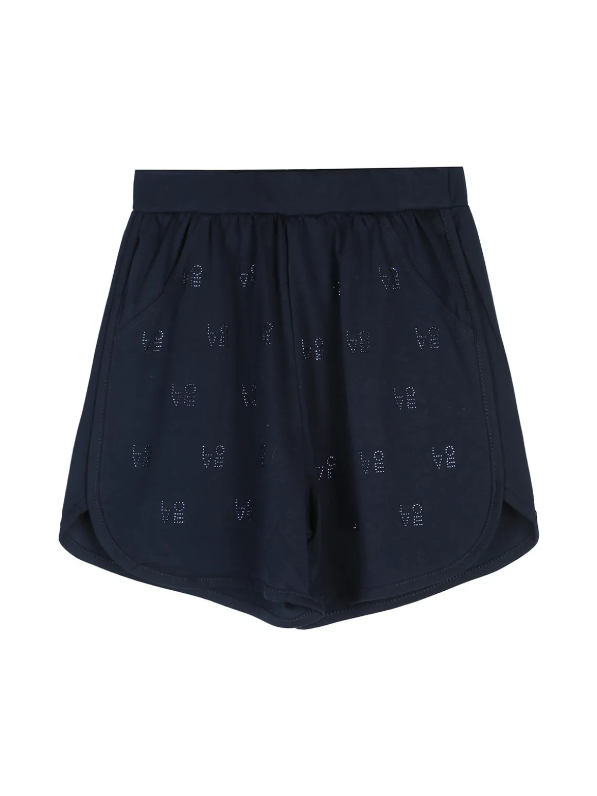 Miss Image Completo corto da bambina in cotone con t-shirt e shorts - blu scuro