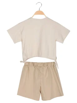 Miss Image Completo da ragazza 2 pezzi con t-shirt crop e shorts con strass
