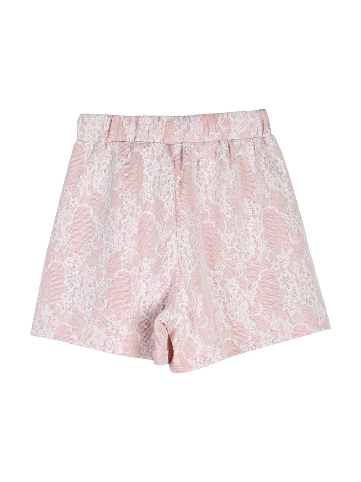 Miss Image Completo 2 pezzi da bambina con t-shirt e shorts ricamati - cipria