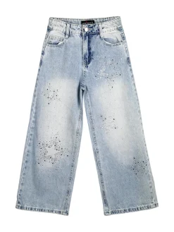 Miss Image Jeans da bambina wide leg con strass - jeans