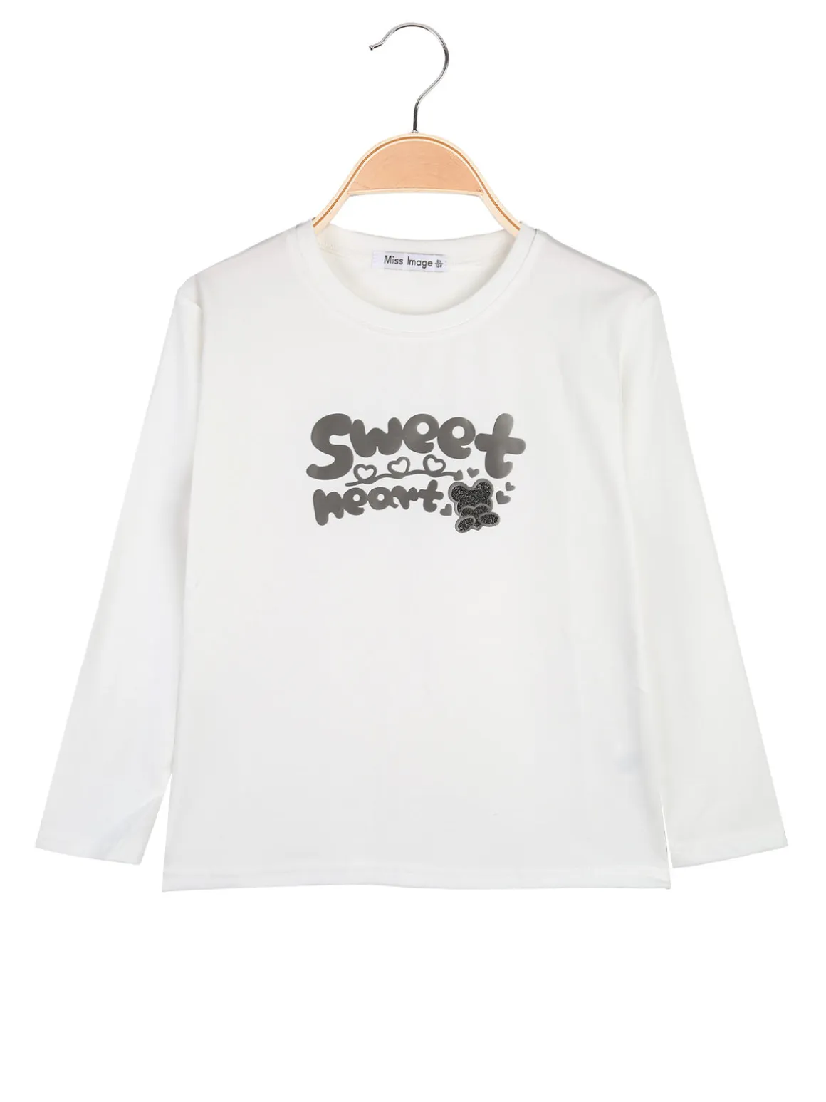Miss Image T-shirt da bambina a maniche lunghe con stampa - bianco