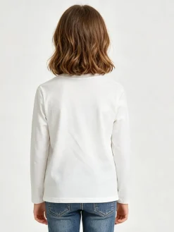 Miss Image T-shirt da bambina a maniche lunghe con stampa - bianco