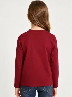 Miss Image T-shirt da bambina a maniche lunghe con stampa - bordeaux