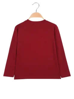 Miss Image T-shirt da bambina a maniche lunghe con stampa - bordeaux