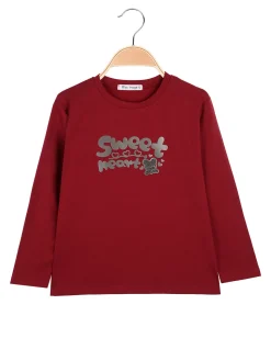 Miss Image T-shirt da bambina a maniche lunghe con stampa - bordeaux