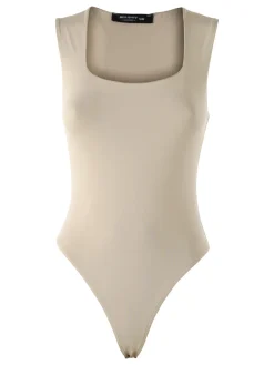 Miss Kimery Body donna senza maniche con scollo quadrato - beige