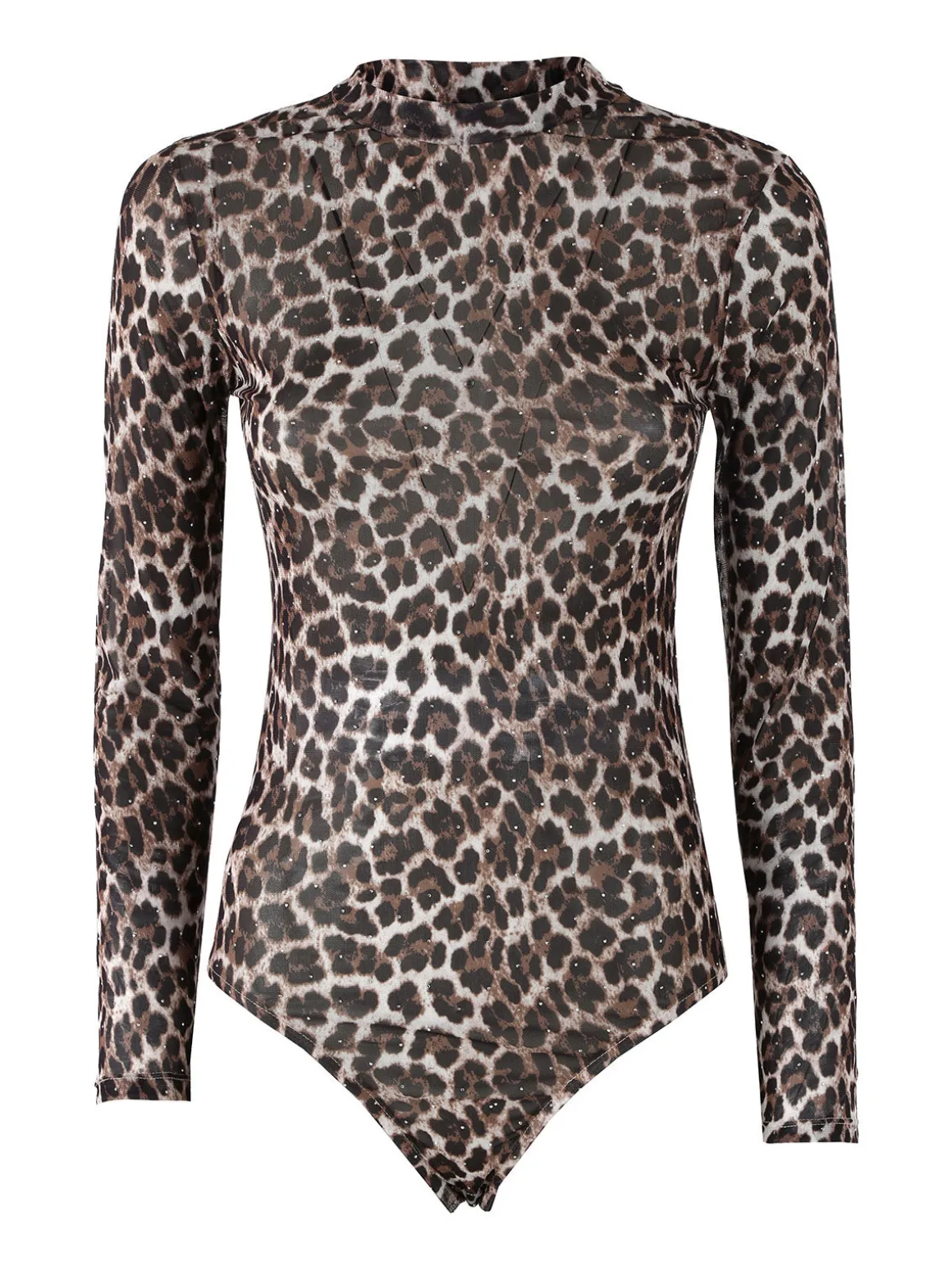 Miss Kimery Top body donna animalier a maniche lunghe - multicolore
