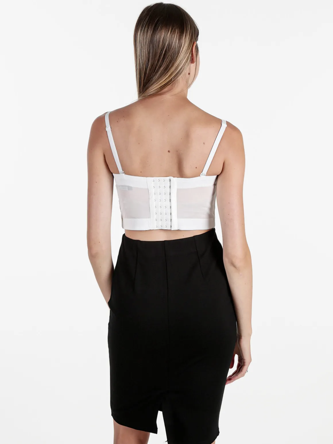 Miss Kimery Top corsetto donna con coppe imbottite - bianco