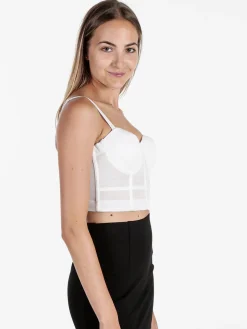 Miss Kimery Top corsetto donna con coppe imbottite - bianco