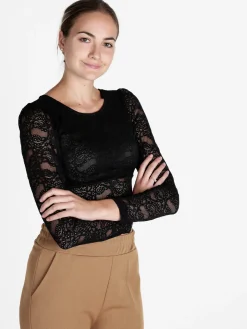 Miss Kimery Top donna in pizzo a maniche lunghe