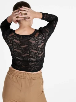 Miss Kimery Top donna in pizzo a maniche lunghe
