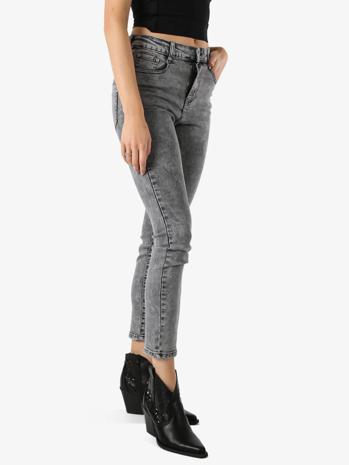 Miss & Queen Jeans da donna skinny a vita alta - grigio