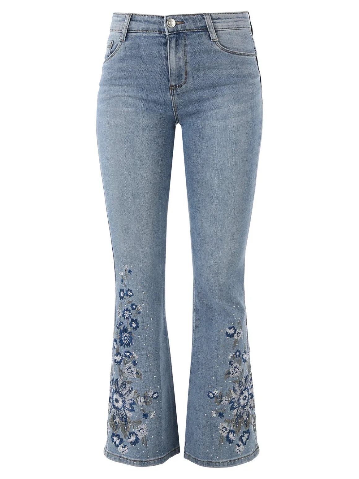 Miss Sister Jeans donna a zampa con ricami e strass - jeans