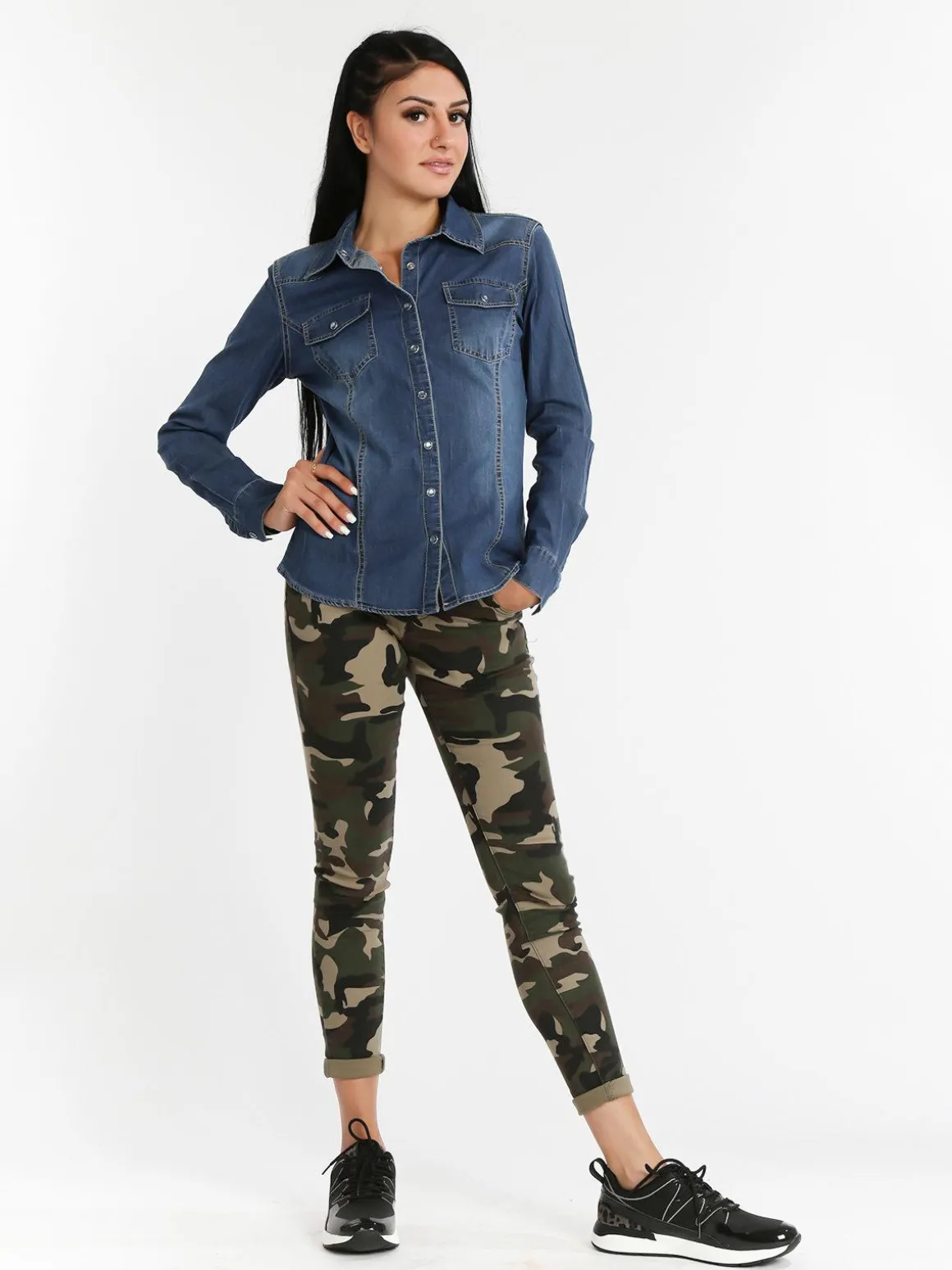 Miss Two Pantaloni donna militari slim fit