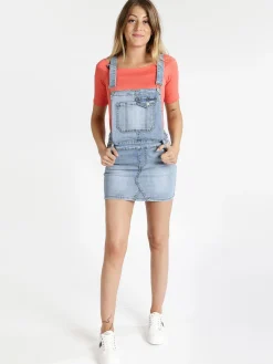 Miss Two Salopette in jeans con gonna