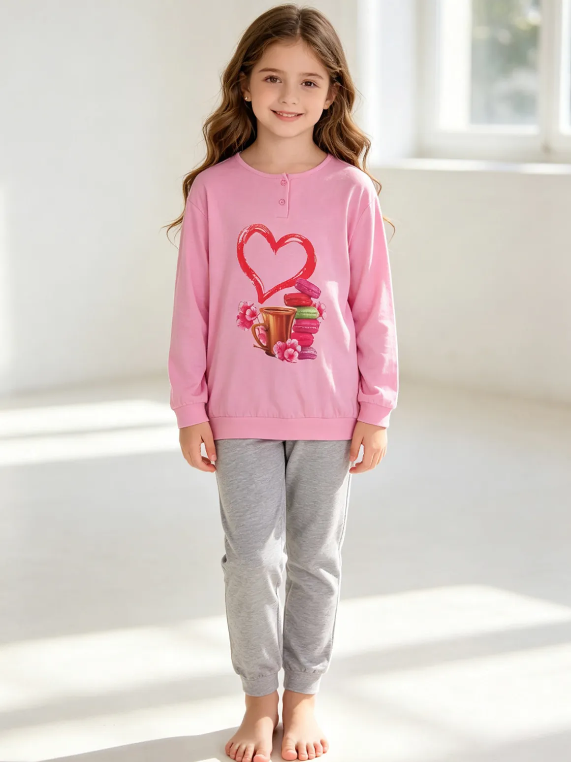 Mix'N Match Pigiama lungo in cotone bambina