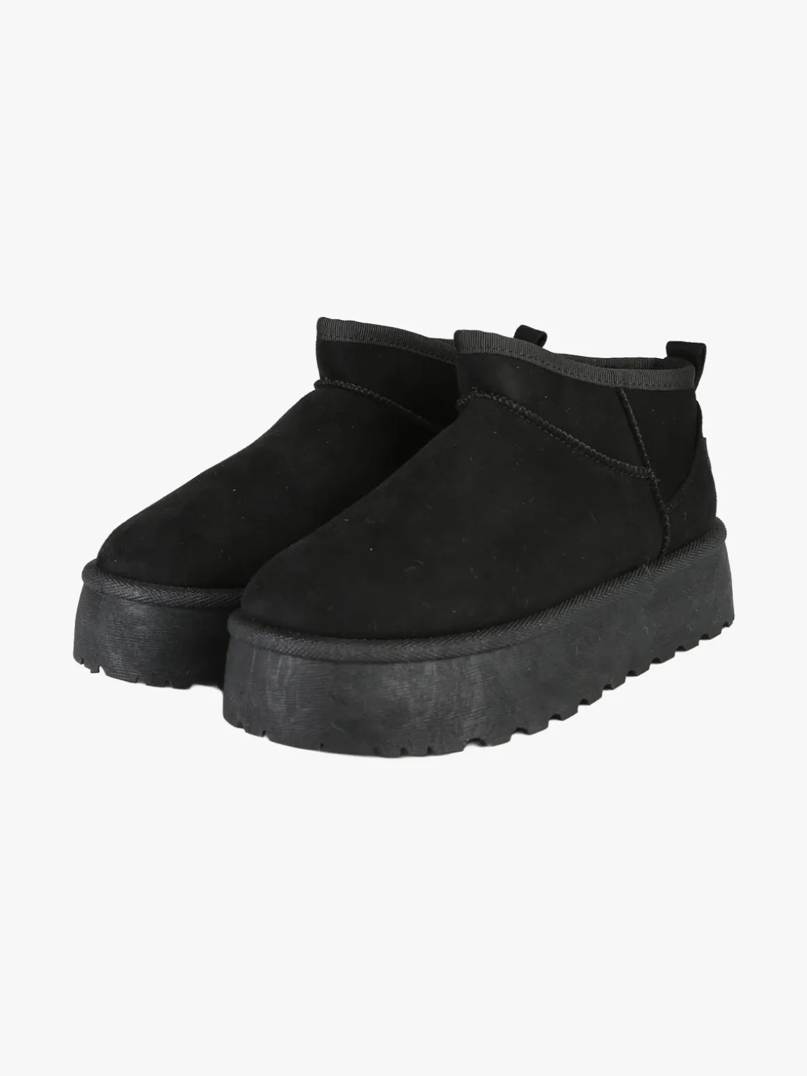 M.N.G. Collection Stivaletti donna scamosciati con platform e fodera in ecopelliccia - nero