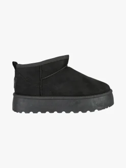M.N.G. Collection Stivaletti donna scamosciati con platform e fodera in ecopelliccia - nero