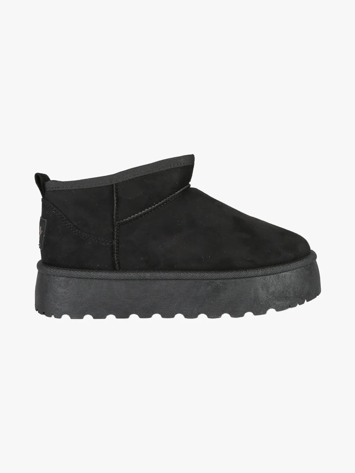 M.N.G. Collection Stivaletti donna scamosciati con platform e fodera in ecopelliccia - nero