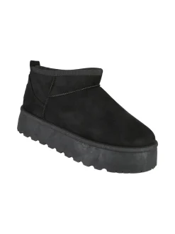 M.N.G. Collection Stivaletti donna scamosciati con platform e fodera in ecopelliccia - nero