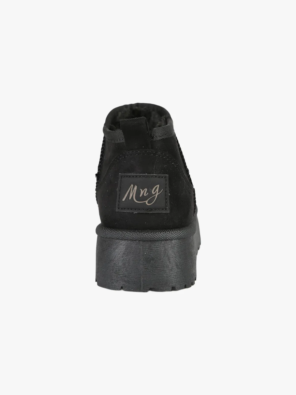 M.N.G. Collection Stivaletti donna scamosciati con platform e fodera in ecopelliccia - nero